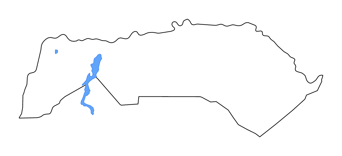 Mapa de contorno de Saint-Louis, Senegal con lagos y ríos.