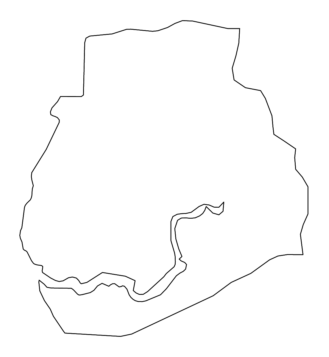 Carte de contour de Sédhiou, Senegal avec rivières.