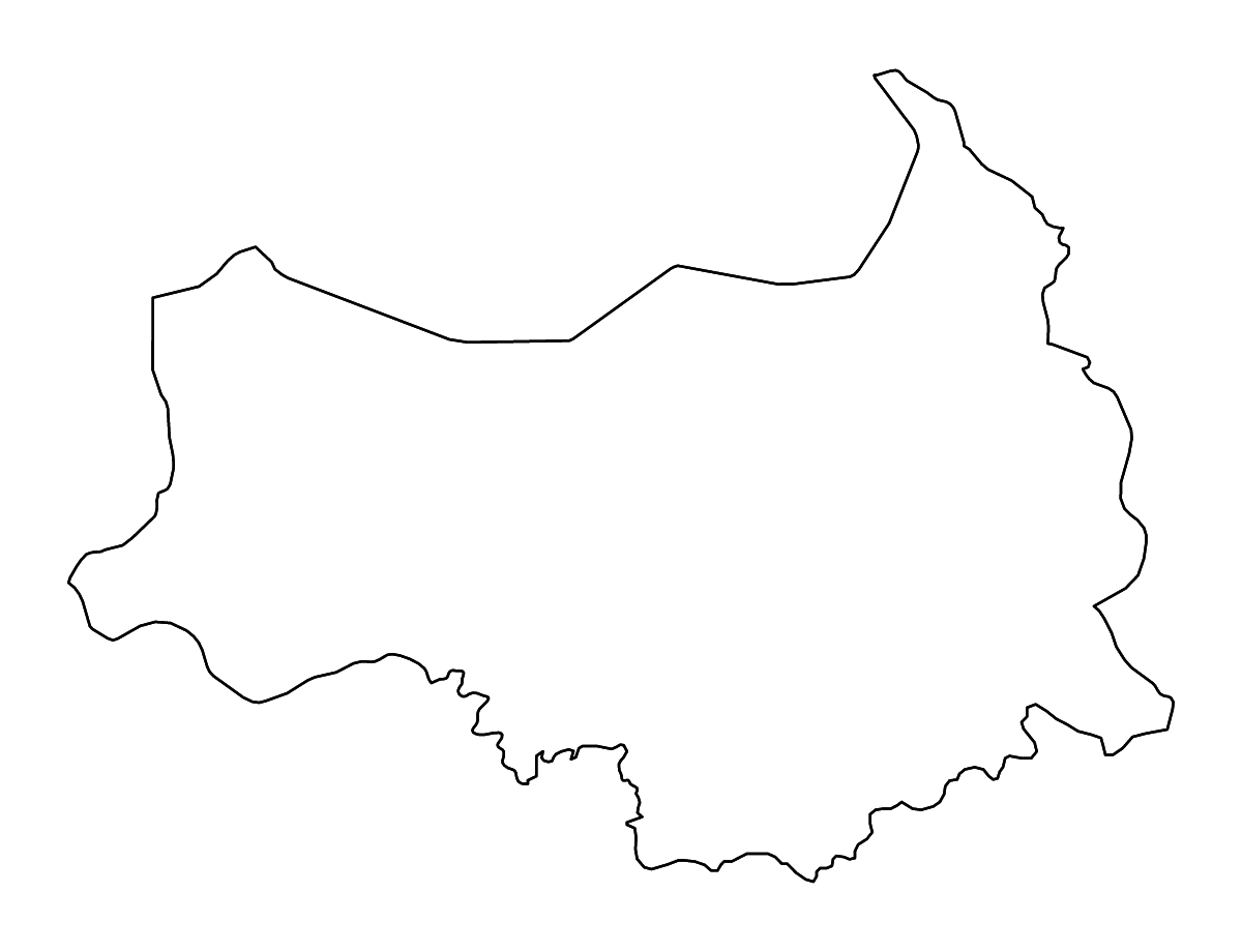 Mapa de contorno de Tambacounda, Senegal con ríos.