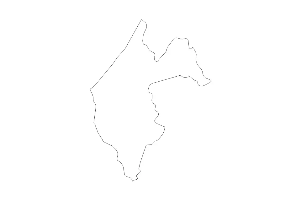 Outline map of Thiès, Senegal with subdivision borders.