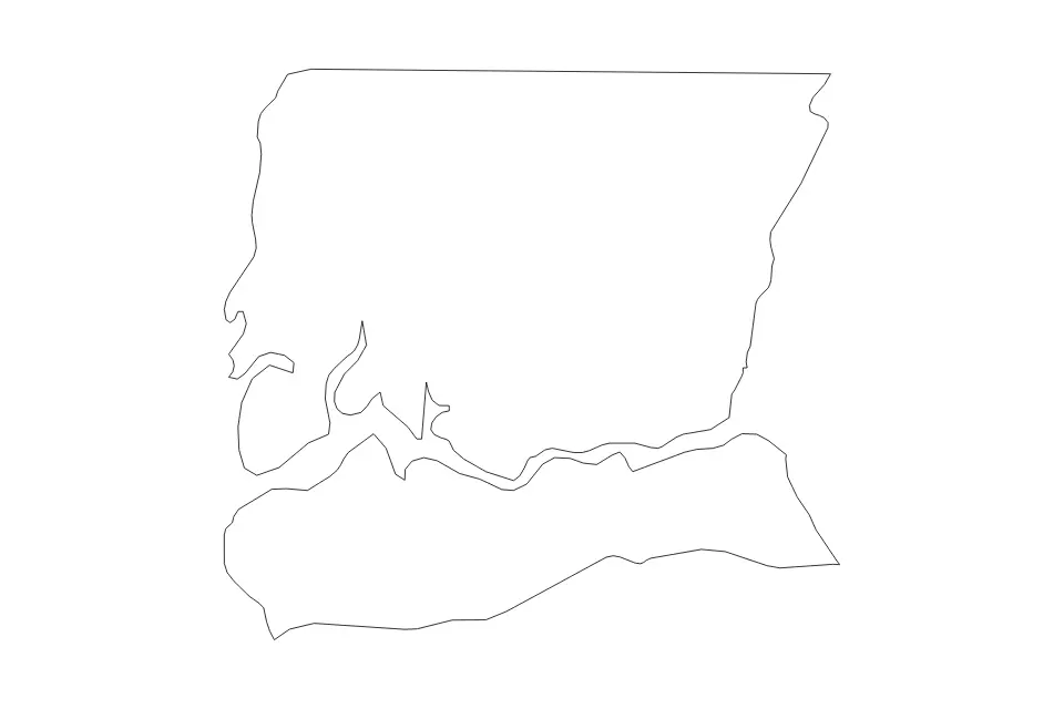 Mapa de Ziguinchor, Senegal de tipo contorno para África, con contorno con límites limpios.