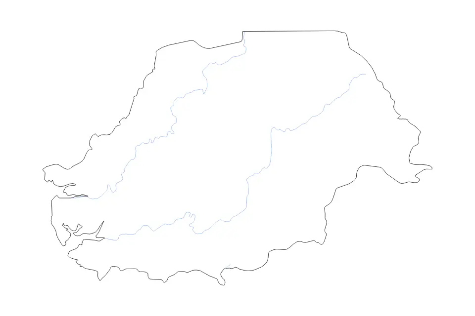 Carte de Northern, Sierra Leone de type contour et rivières pour Afrique, montrant contour et rivières avec des limites nettes.