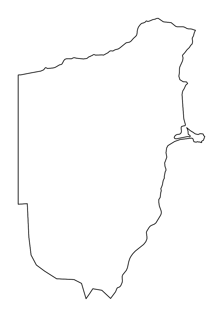 Carte de contour de Bari, Somalia avec rivières.