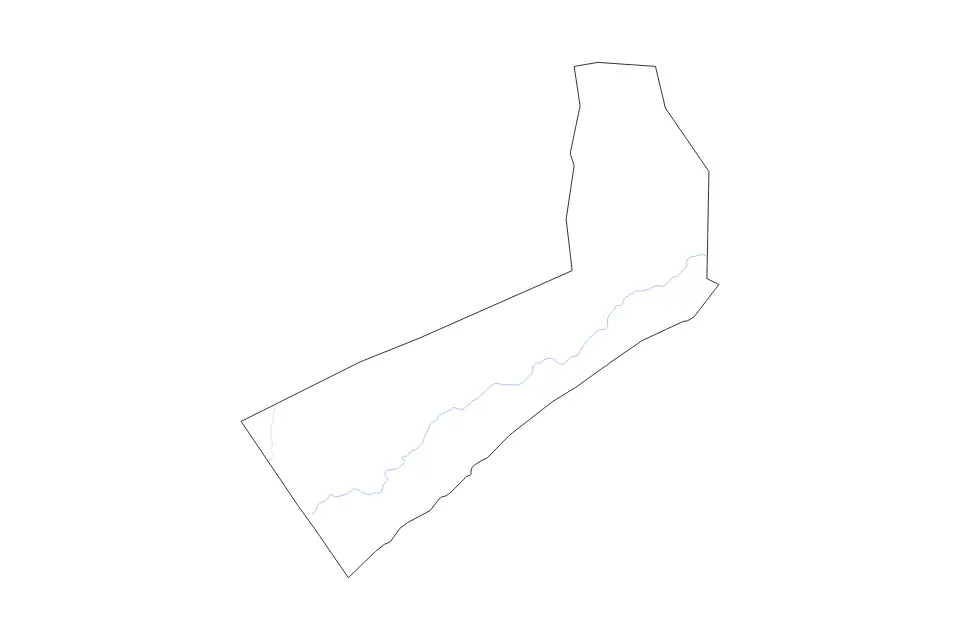 Outline map of Lower Shebelle, Somalia with subdivision borders and rivers.