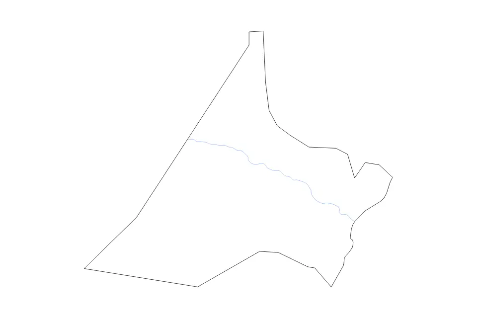 Outline map of Nugal, Somalia with subdivision borders and rivers.