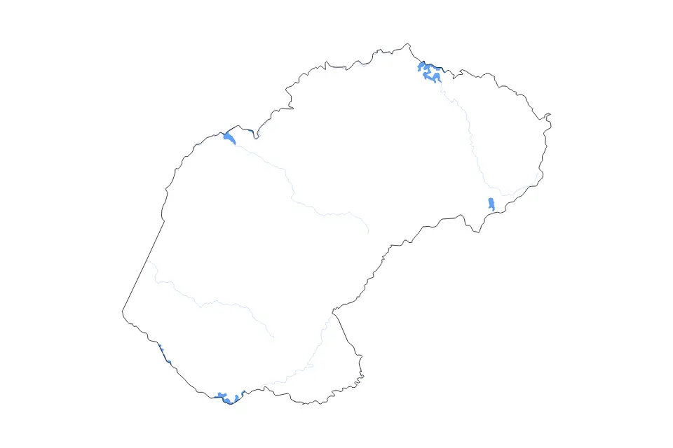 Carte de Free State, South Africa de type contour, subdivisions, lacs et rivières pour Afrique, montrant contour, subdivisions, lacs et rivières avec des éléments hydrographiques comme Vaal Dam, Vanderkloof Dam et Bloemhof Dam.