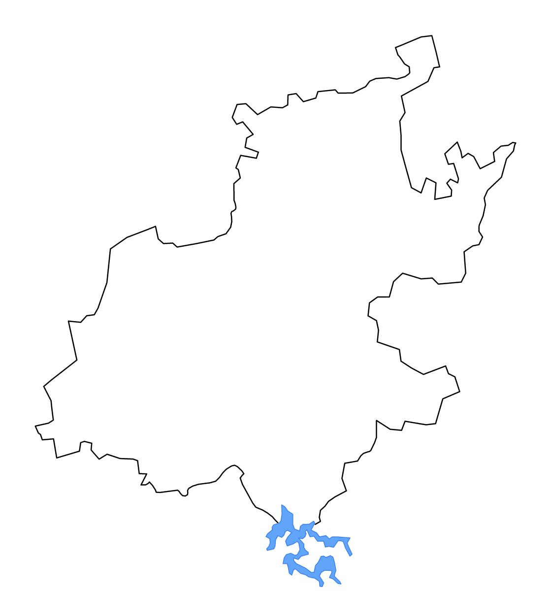 Mapa de contorno de Gauteng, South Africa con lagos y ríos.