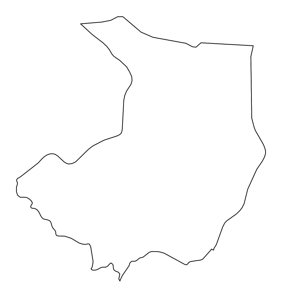 Mapa de contorno de Central Equatoria, South Sudan con ríos.