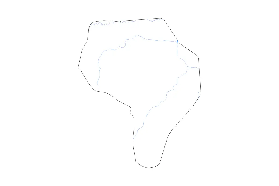 Outline map of Warrap, South Sudan with subdivision borders and major lakes and rivers.