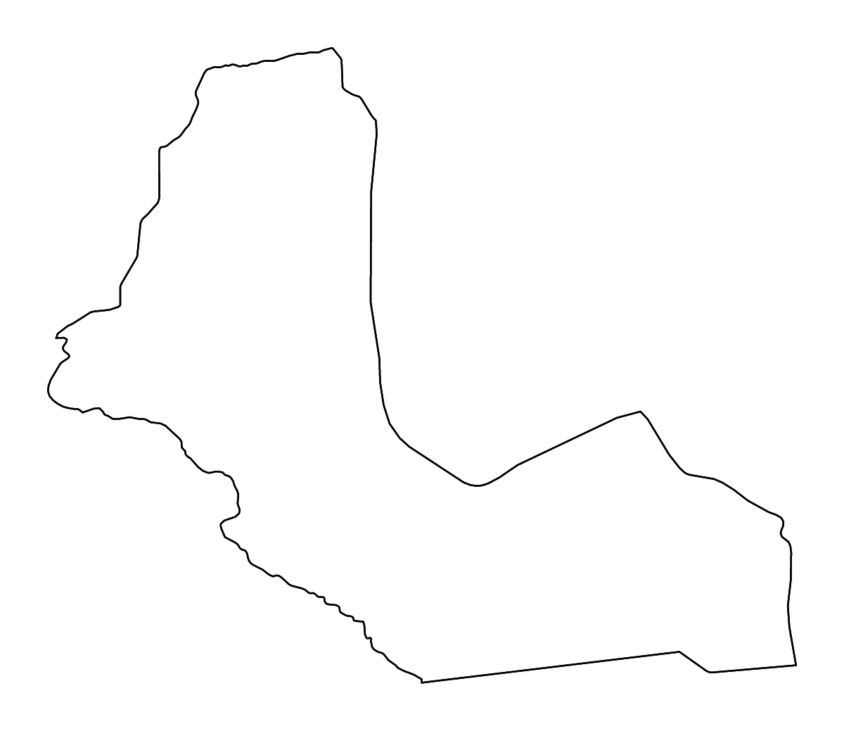 Mapa de contorno de Western Bahr el Ghazal, South Sudan con ríos.