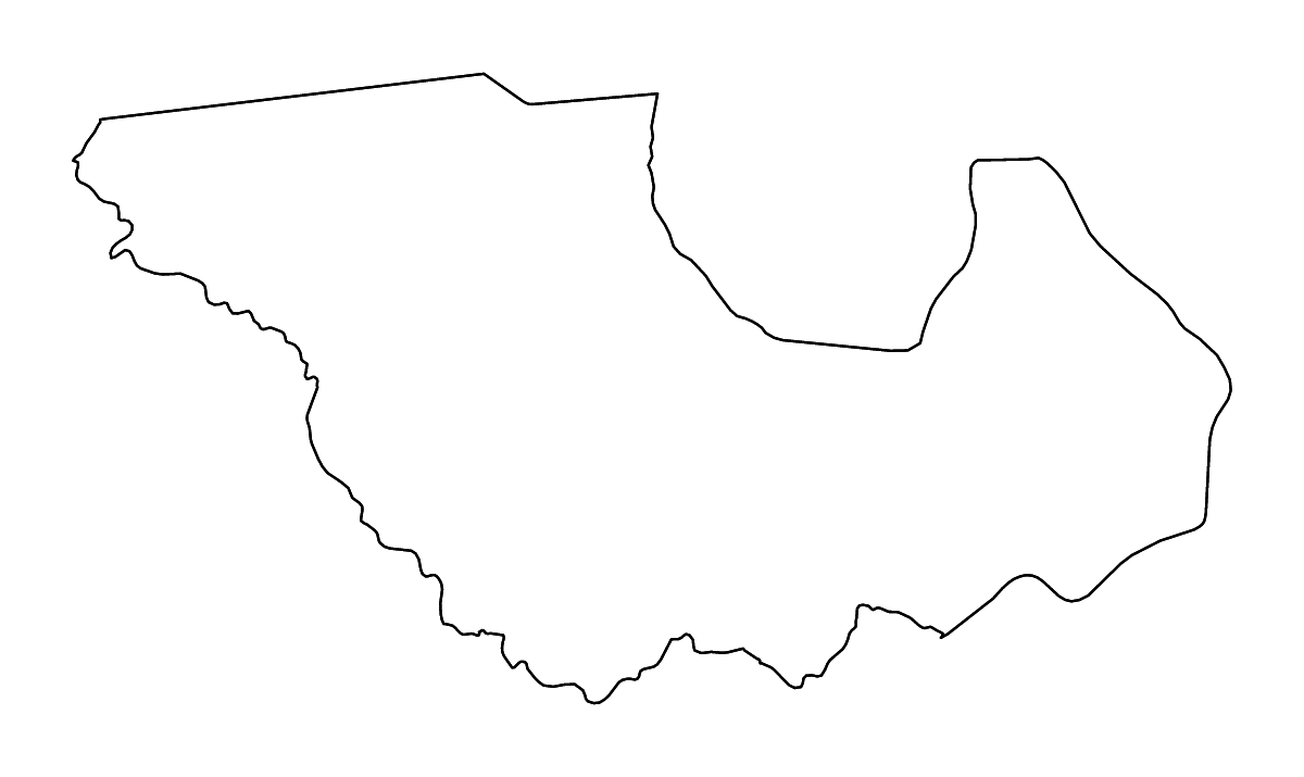 Mapa de contorno de Western Equatoria, South Sudan con ríos.