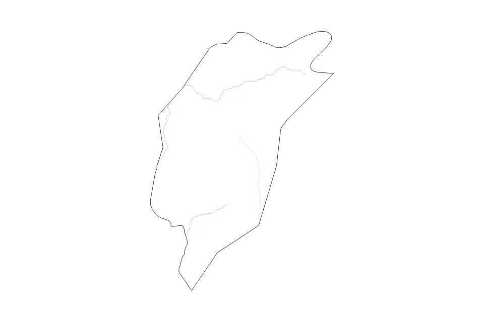 Outline map of Central Darfur, Sudan with subdivision borders and rivers.