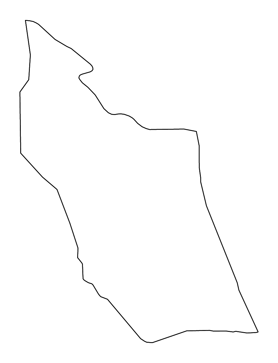 Outline map of East Darfur, Sudan with rivers.