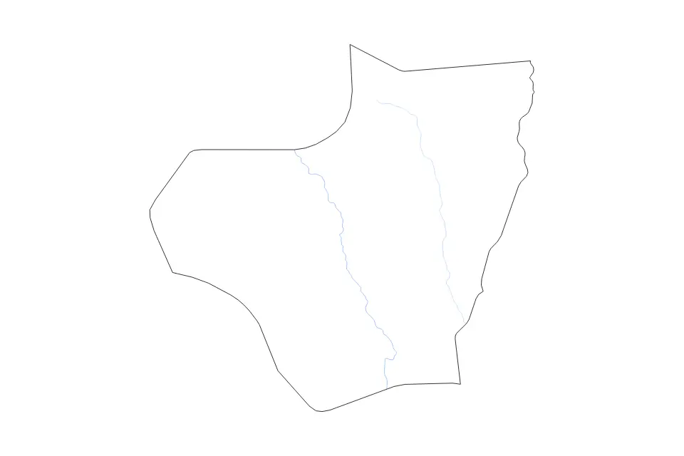 Outline map of Kassala, Sudan with subdivision borders and rivers.