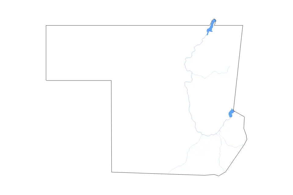 Mapa de Northern, Sudan de tipo contorno, lagos y ríos para África, con contorno, lagos y ríos con elementos de agua como Merowe Reservoir.