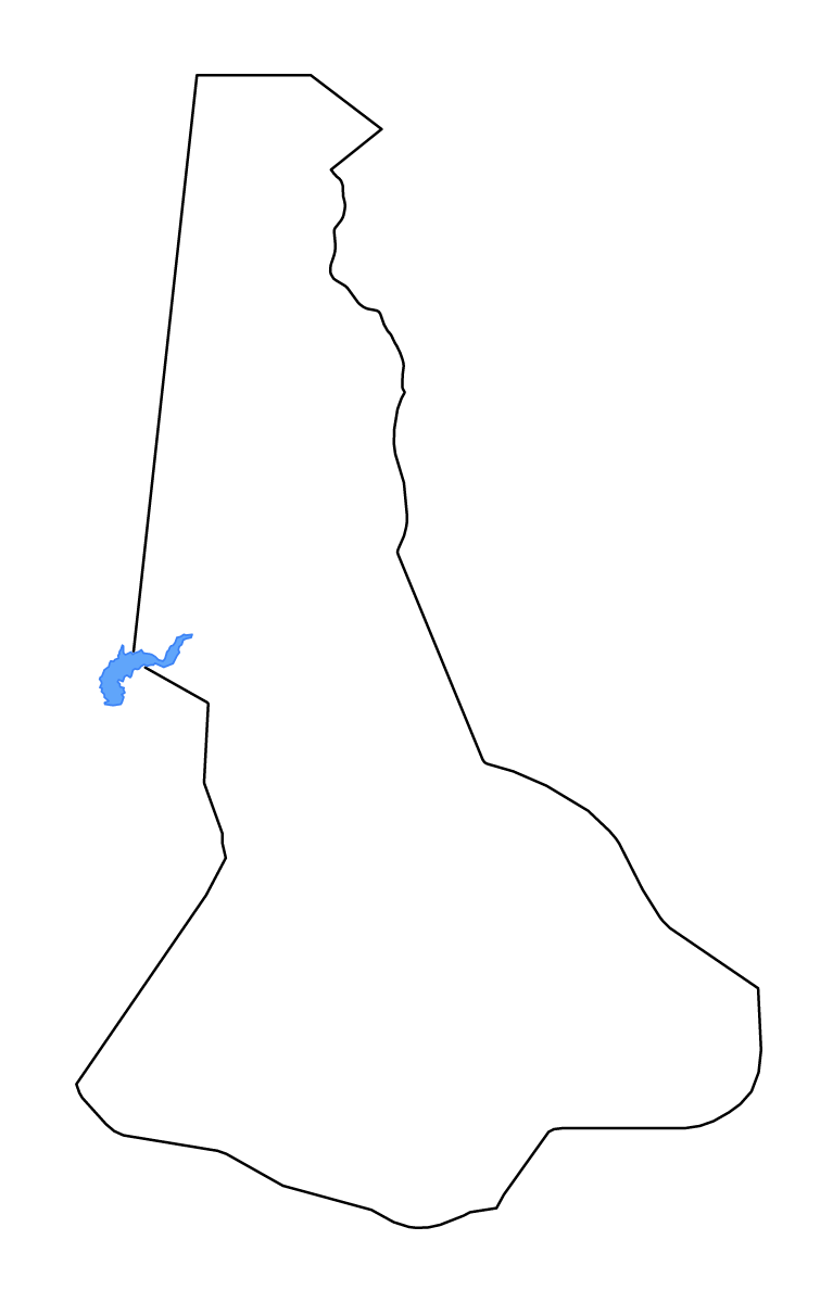 Carte de contour de River Nile, Sudan avec lacs et rivières.