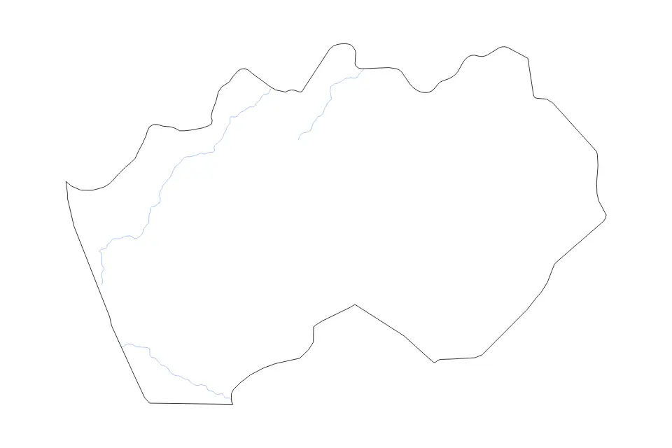 Mapa de South Kordofan, Sudan de tipo contorno y ríos para África, con contorno y ríos con límites limpios.
