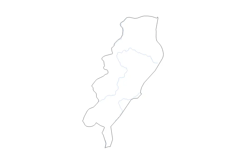 Outline map of West Soudan, Sudan with subdivision borders and rivers.