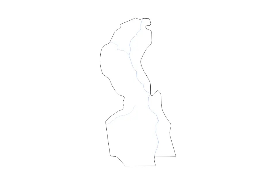 Outline map of White Nile, Sudan with subdivision borders and rivers.