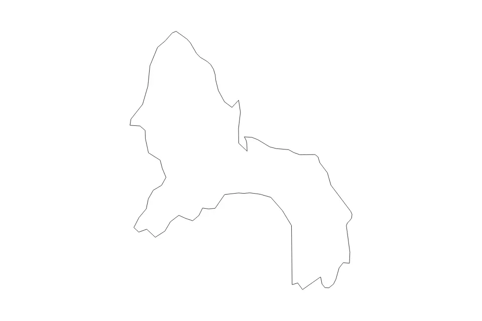 Outline map of Dar es Salaam, Tanzania with subdivision borders.