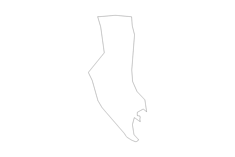 Outline map of Mjini Magharibi, Tanzania with subdivision borders.