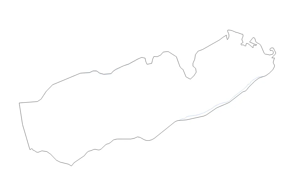 Outline map of Mtwara, Tanzania with subdivision borders and rivers.