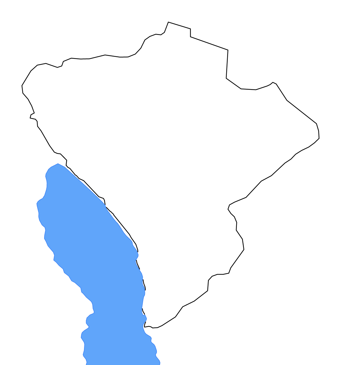 Carte de contour de Njombe, Tanzania avec lacs et rivières.