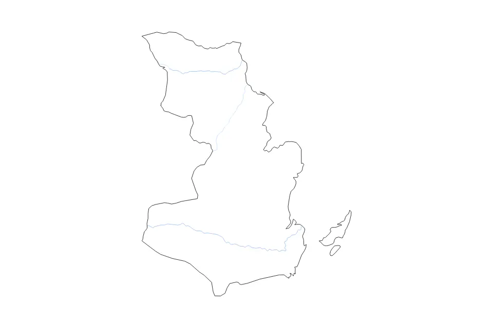 Carte de Pwani, Tanzania de type contour et rivières pour Afrique, montrant contour et rivières avec des limites nettes.