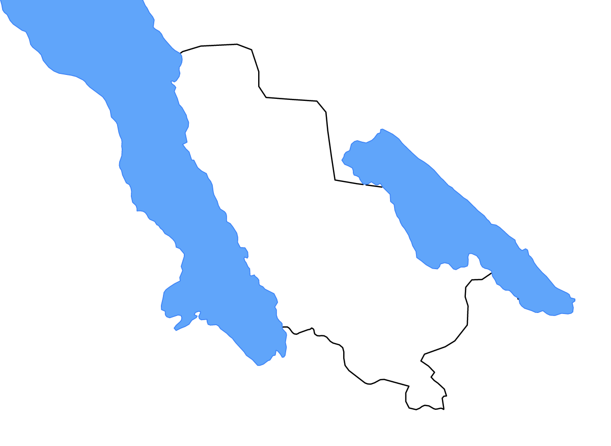 Mapa de contorno de Rukwa, Tanzania con lagos y ríos.