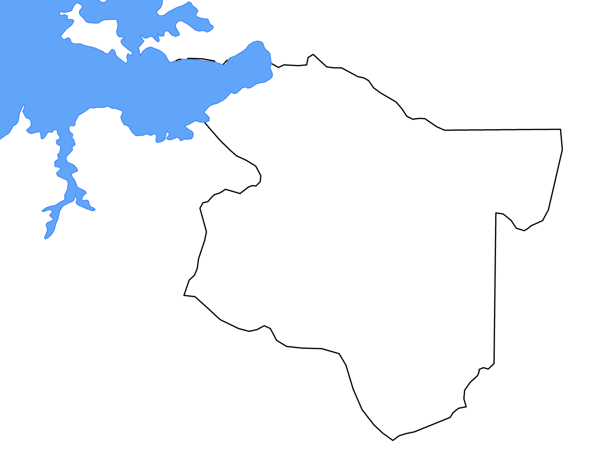 Mapa de contorno de Simiyu, Tanzania con lagos y ríos.