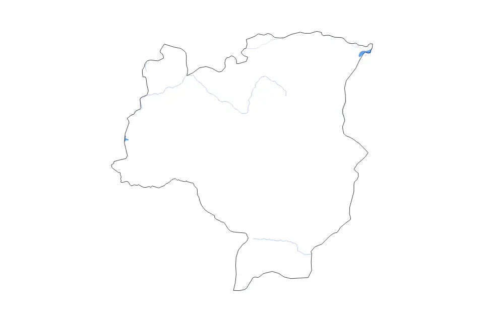 Outline map of Tabora, Tanzania with subdivision borders and major lakes and rivers.