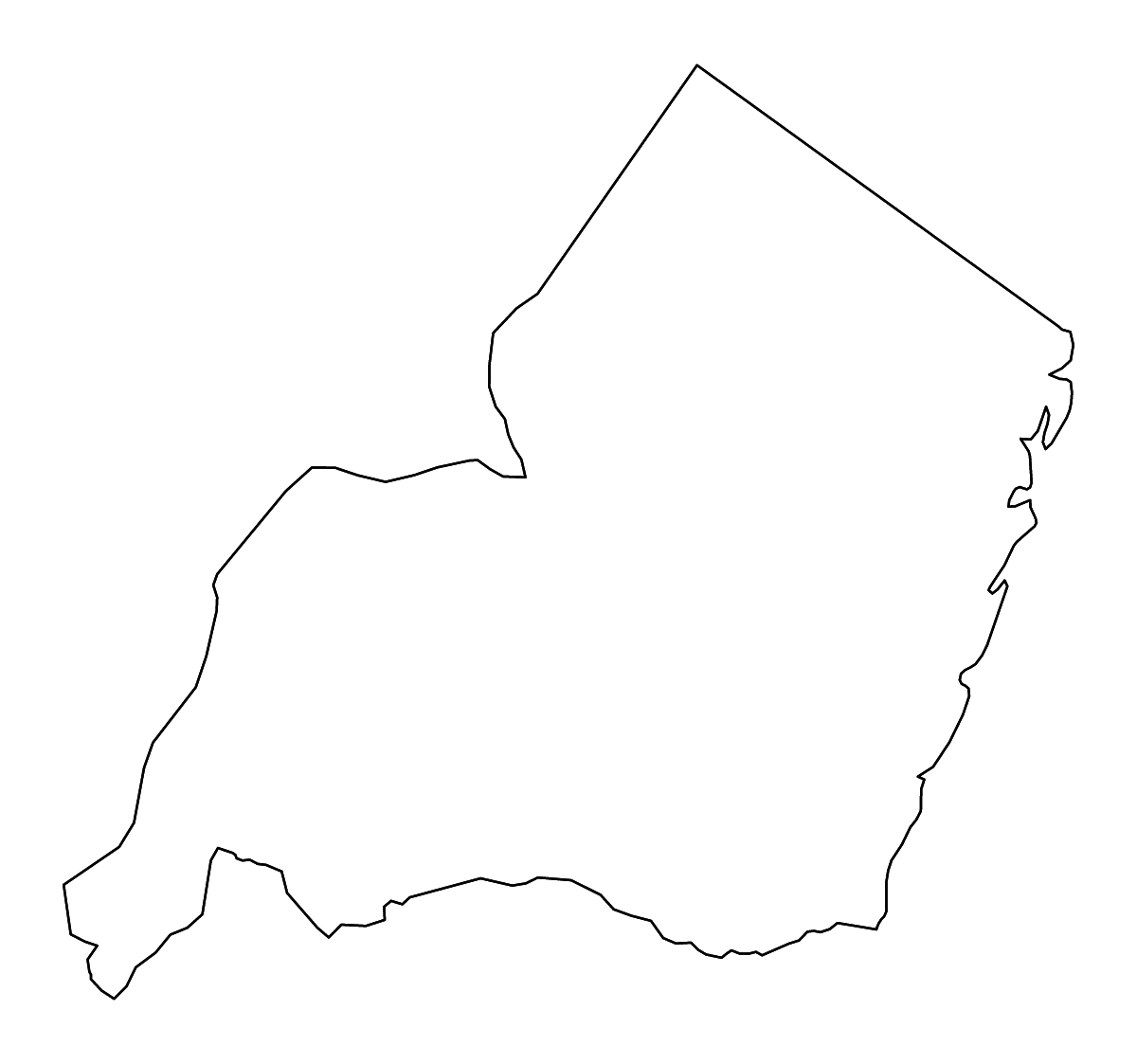 Mapa de contorno de Tanga, Tanzania con ríos.