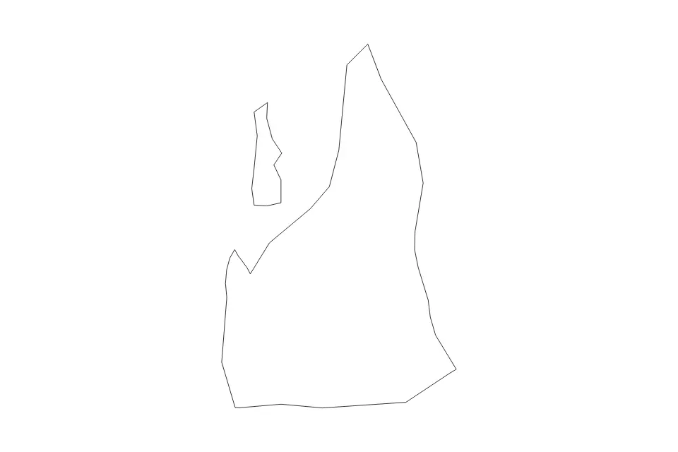 Outline map of Unguja North, Tanzania with subdivision borders.