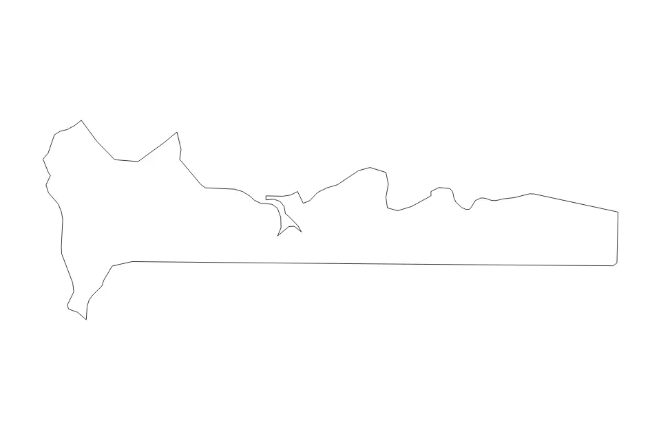 Mapa de West Coast, The Gambia de tipo contorno para África, con contorno con límites limpios.