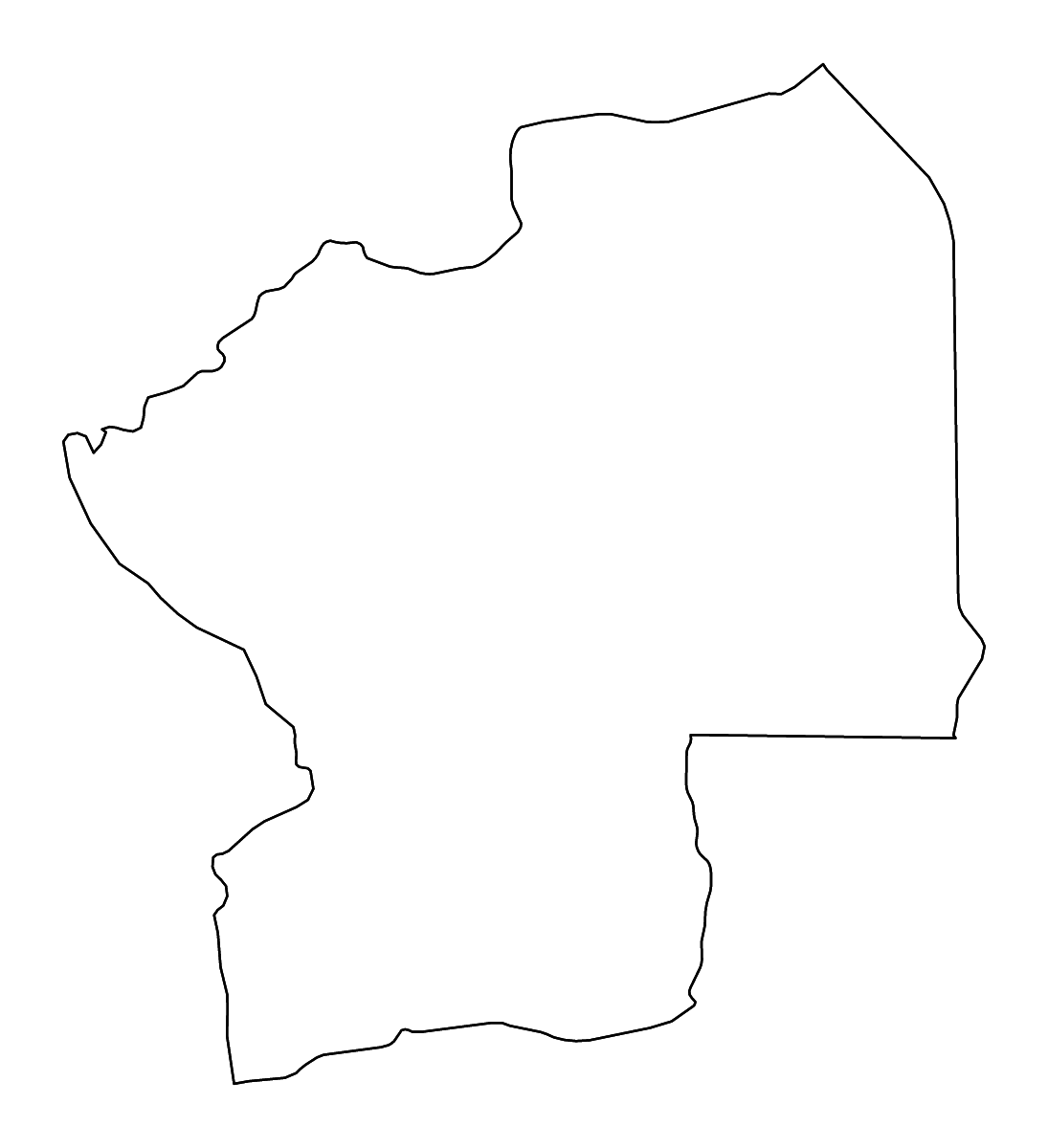 Mapa de contorno de Centre, Togo con ríos.
