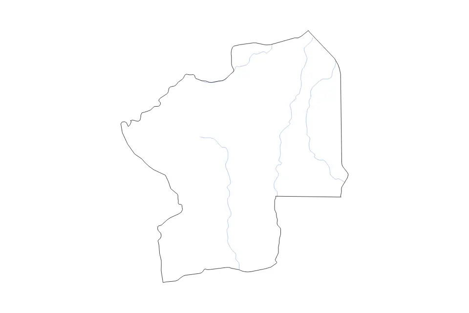 Mapa de Centre, Togo de tipo contorno y ríos para África, con contorno y ríos con límites limpios.