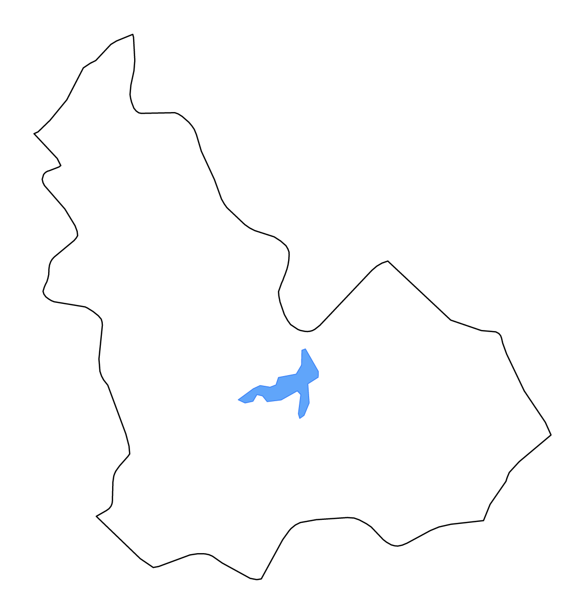 Mapa de contorno de Beja, Tunisia con lagos y ríos.