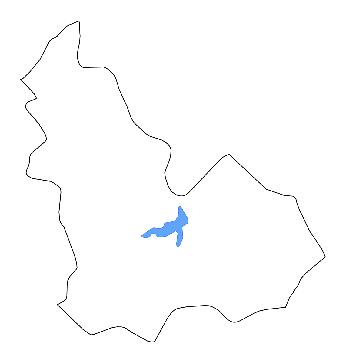 Mapa de contorno de Beja, Tunisia con lagos y ríos.