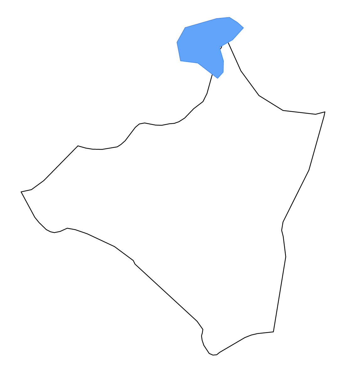 Mapa de contorno de Ben Arous, Tunisia con lagos.
