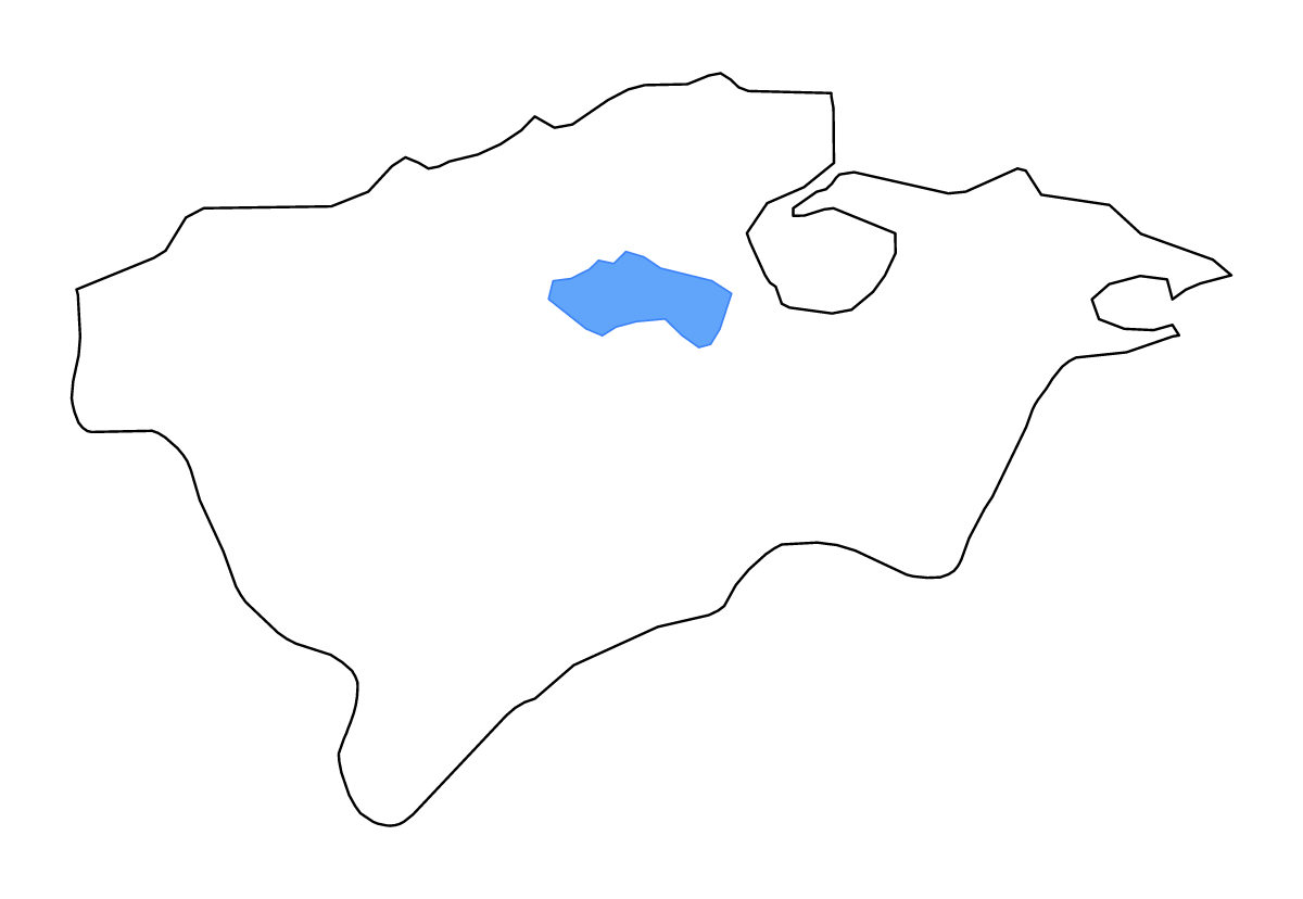 Mapa de contorno de Bizerte, Tunisia con lagos.