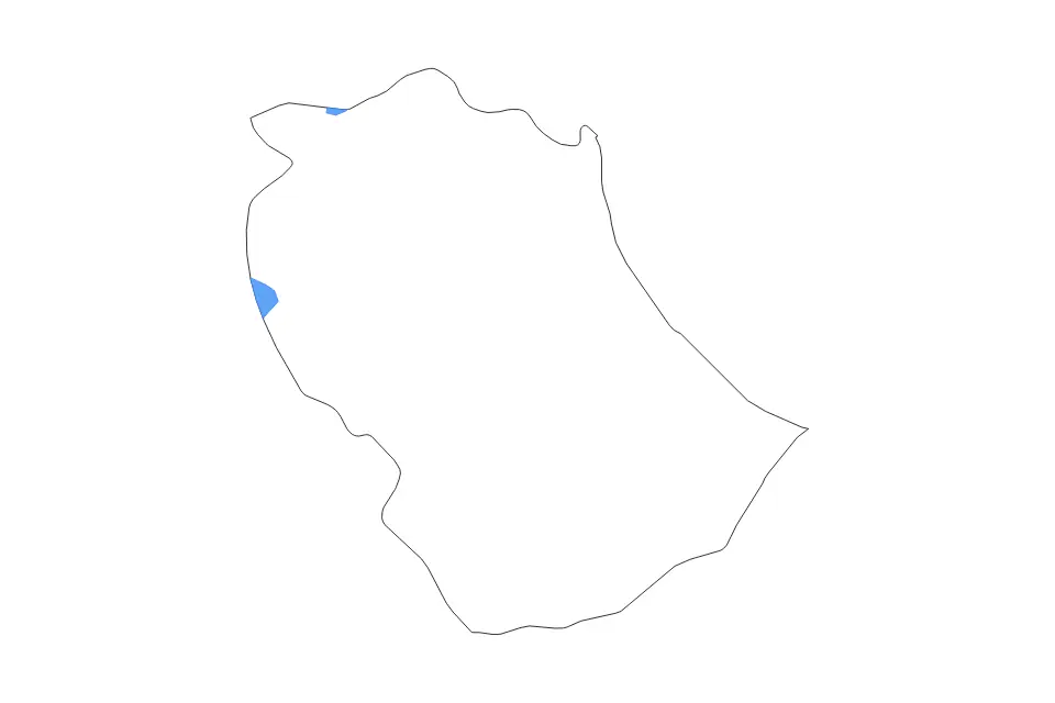 Outline map of Gabès Governorate, Tunisia with subdivision borders and major lakes.