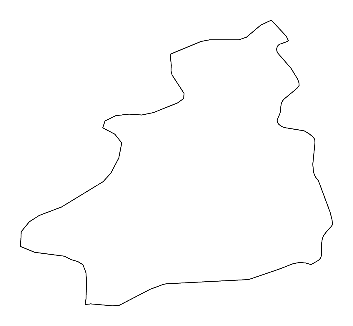 Carte de contour de Jendouba, Tunisia avec rivières.