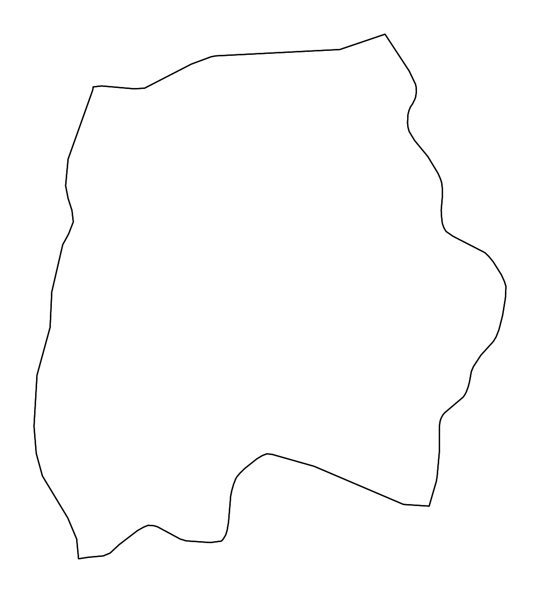 Mapa de contorno de Kef, Tunisia con ríos.