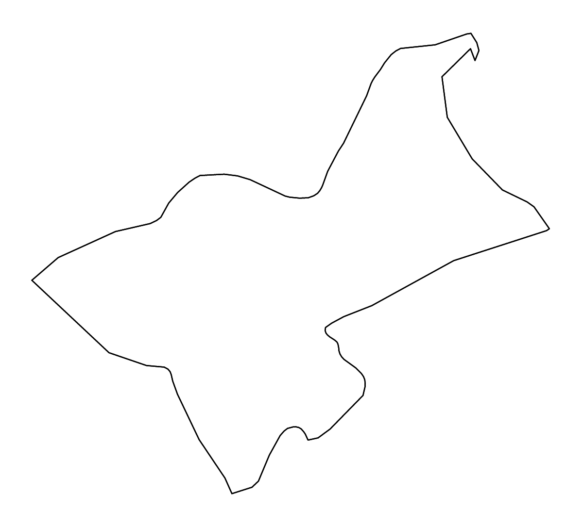 Carte de contour de Manouba, Tunisia avec rivières.