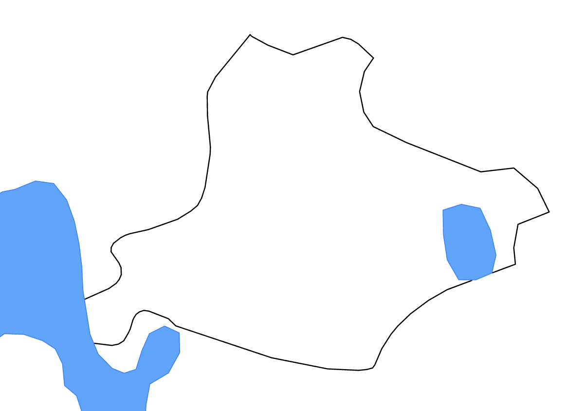 Carte de contour de Monastir, Tunisia avec lacs.