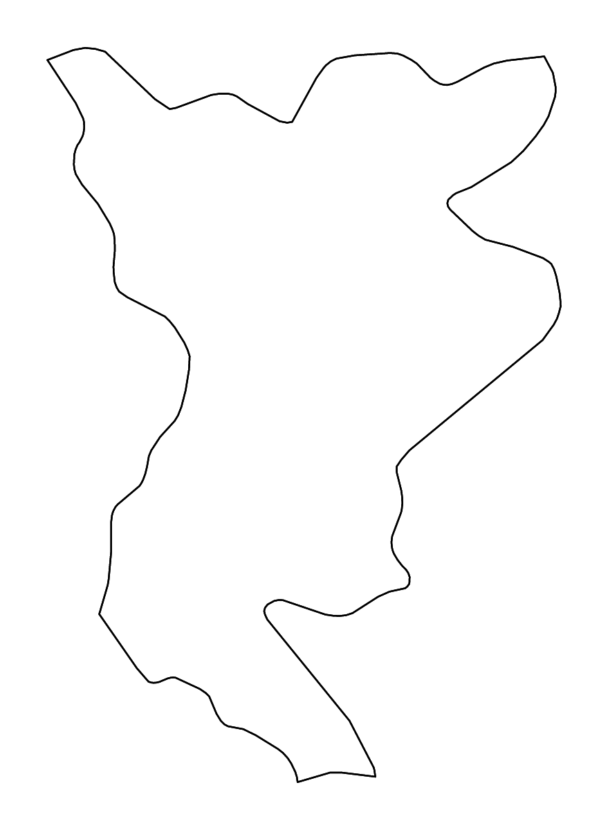 Mapa de contorno de Siliana, Tunisia con ríos.