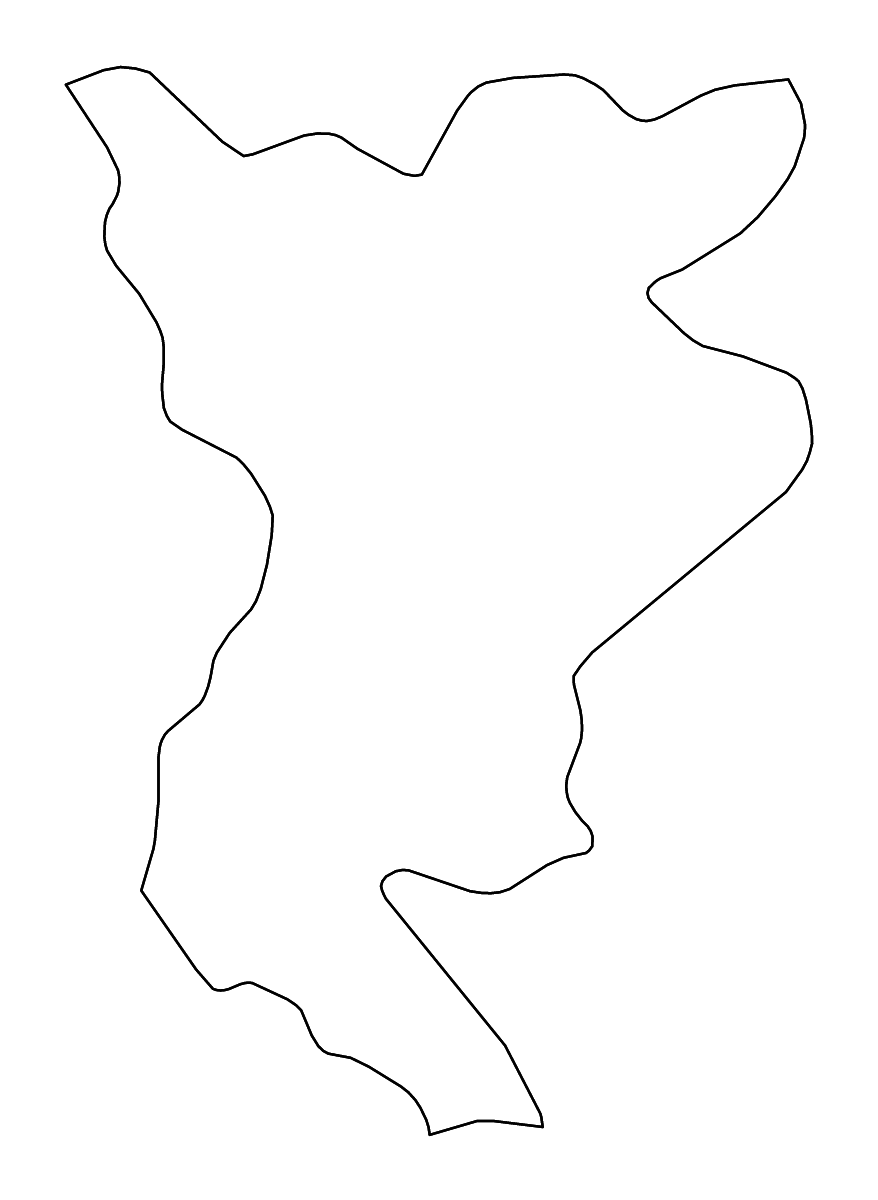 Mapa de contorno de Siliana, Tunisia con ríos.