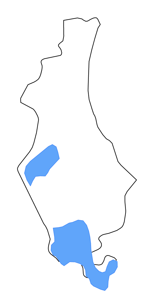 Mapa de contorno de Sousse, Tunisia con lagos y ríos.