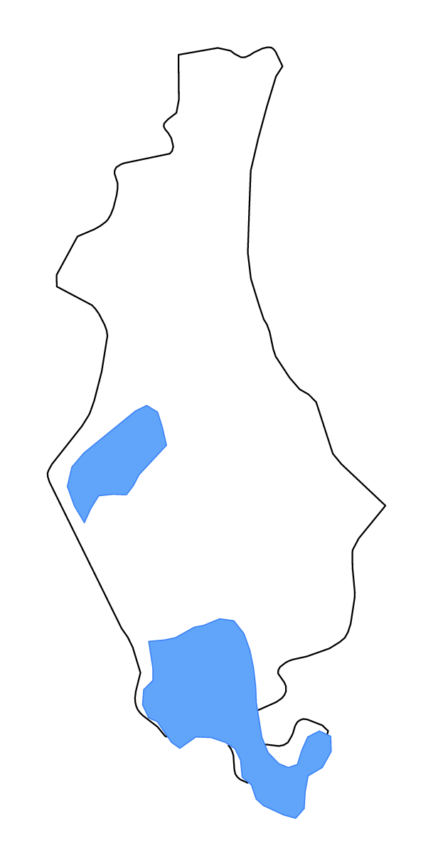 Mapa de contorno de Sousse, Tunisia con lagos y ríos.