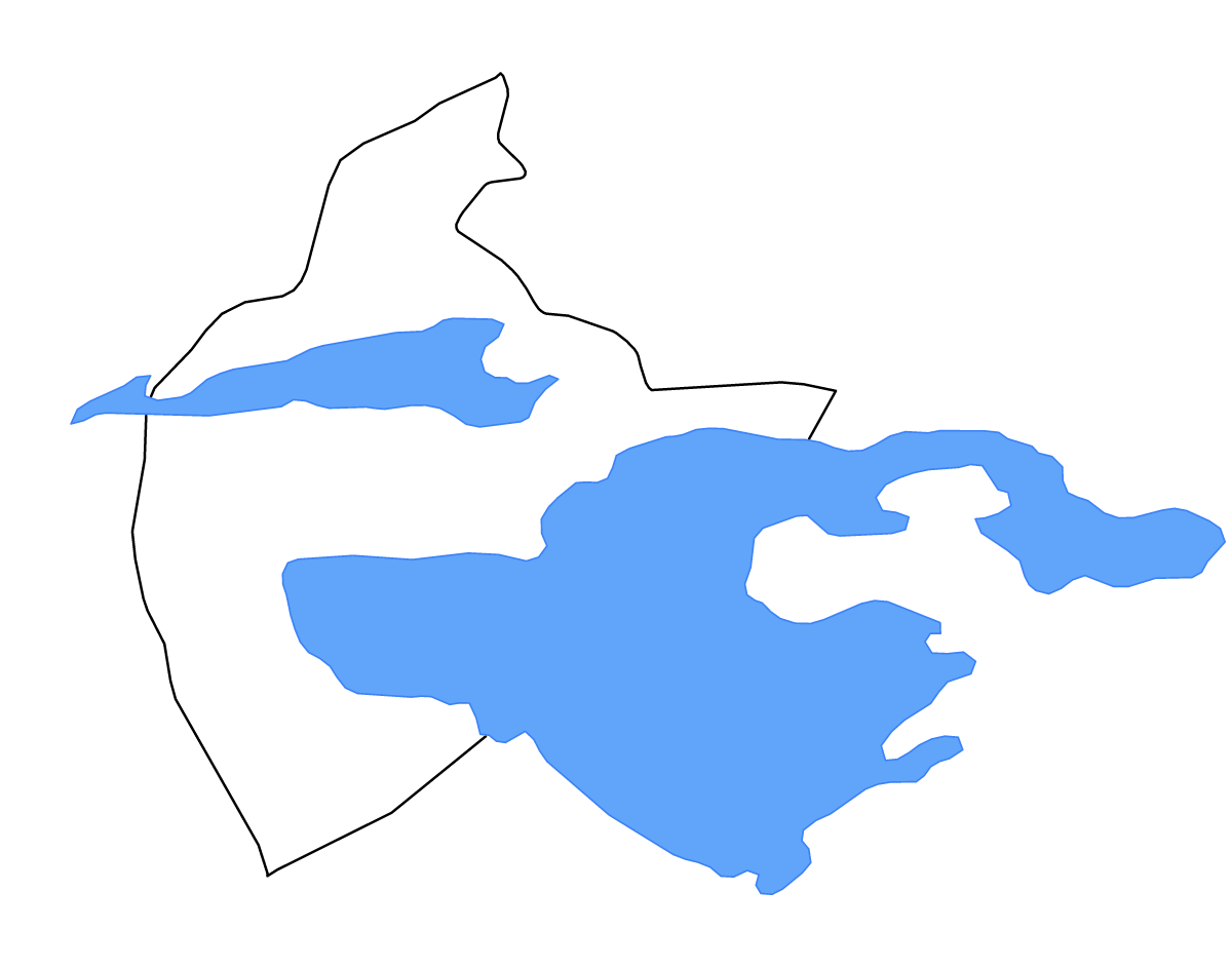Mapa de contorno de Tozeur, Tunisia con lagos.